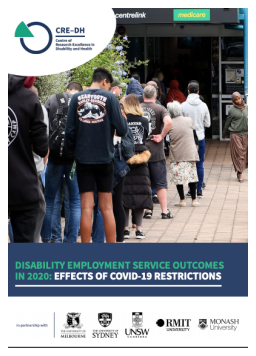 Cover image for 'Disability Employment Service outcomes in 2020: effects of COVID-19 restrictions'