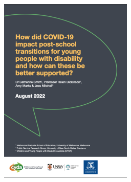 Cover image for 'How did COVID-19 impact post-school transitions for young people with disability and how can these be better supported?'