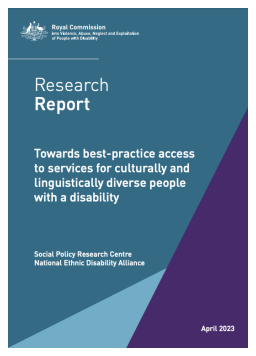 Cover image for 'Towards best-practice access to services for culturally and linguistically diverse people with a disability'