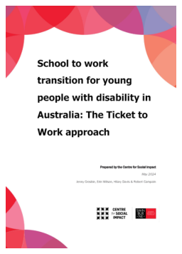 Cover image for 'School to work transition for young people with disability in Australia: the Ticket to Work approach'
