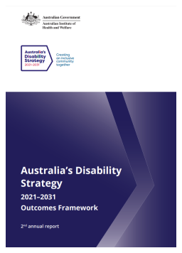 Cover image for 'Australia’s disability strategy 2021–2031 outcomes framework: 2nd annual report'