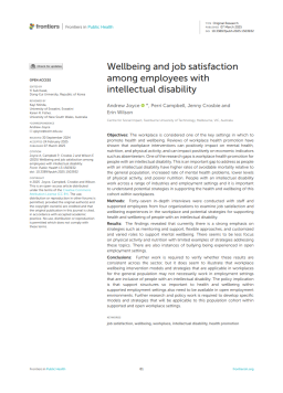 Cover image for 'Wellbeing and job satisfaction among employees with intellectual disability'