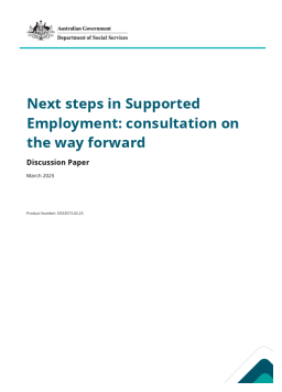 Cover image for 'Next steps in supported employment: consultation on the way forward'