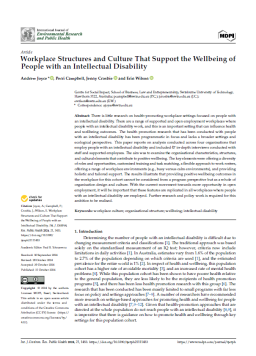 Cover image for 'Workplace structures and culture that support the wellbeing of people with an intellectual disability'