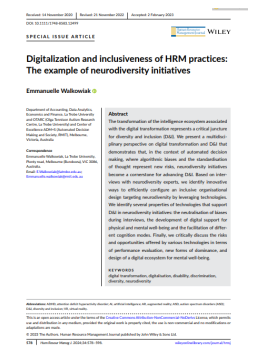 Cover image for 'Digitalization and inclusiveness of HRM practices: the example of neurodiversity initiatives'