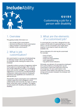 Cover image for 'Customising a job for a person with disability (PDF)'