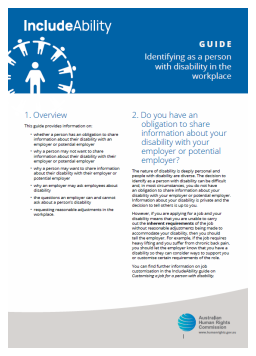 Cover image for 'Identifying as a person with disability in the workplace (PDF)'