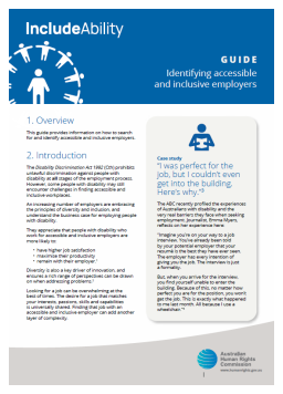 Cover image for 'Identifying accessible and inclusive employers (PDF)'