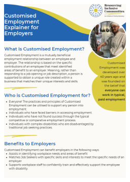 Cover image for 'Customised Employment explainer for employers'