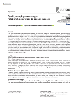 Cover image for 'Quality employee–manager relationships are key to career success'