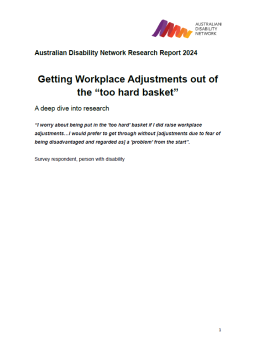 Cover image for 'Getting Workplace Adjustments out of the “too hard basket” (PDF)'