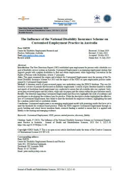 Cover image for 'The influence of the National Disability Insurance Scheme on Customised Employment practice in Australia'