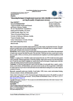Cover image for 'Measuring the impact of employment on persons with a disability'