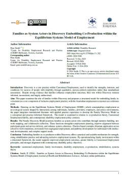 Cover image for 'Families as system actors in discovery embedding co-production within the Equilibrium Systems Model of Employment'