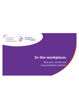 Cover image for 'Back pain, arthritis and musculoskeletal conditions in the workplace: transcript (PDF)'