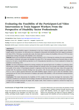Cover image for 'Evaluating the feasibility of the participant-led video intervention'
