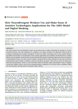 Cover image for 'How neurodivergent workers use and make sense of assistive technologies'
