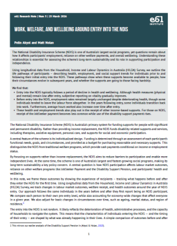 Cover image for 'Work, welfare and wellbeing around entry into  the NDIS'