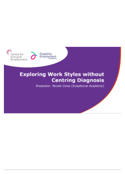 Cover image for 'Exploring work styles without centring diagnosis: transcript (PDF)'