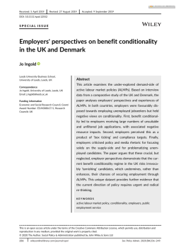 Cover image for 'Employers' perspectives on benefit conditionality'